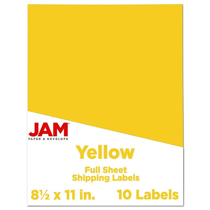 JAM PAPER Full Sheet Shipping Labels - Printable Sticker Paper - 8 1/2 x 11 - Yellow - 10 Full Pages/Pack - Image 1